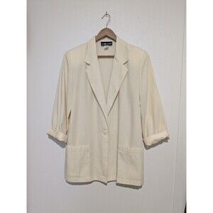 Vintage Harbor One Button Career Blazer Jacket Ladies L 14 Yellow Unlined Padded
